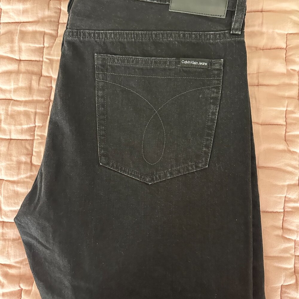 CALVIN KLEIN Men's Slim Straight Jean Black Color CK Size 38x32 ,Organic cotton